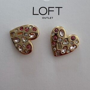 LOFT Gold and Pink Heart Earrings